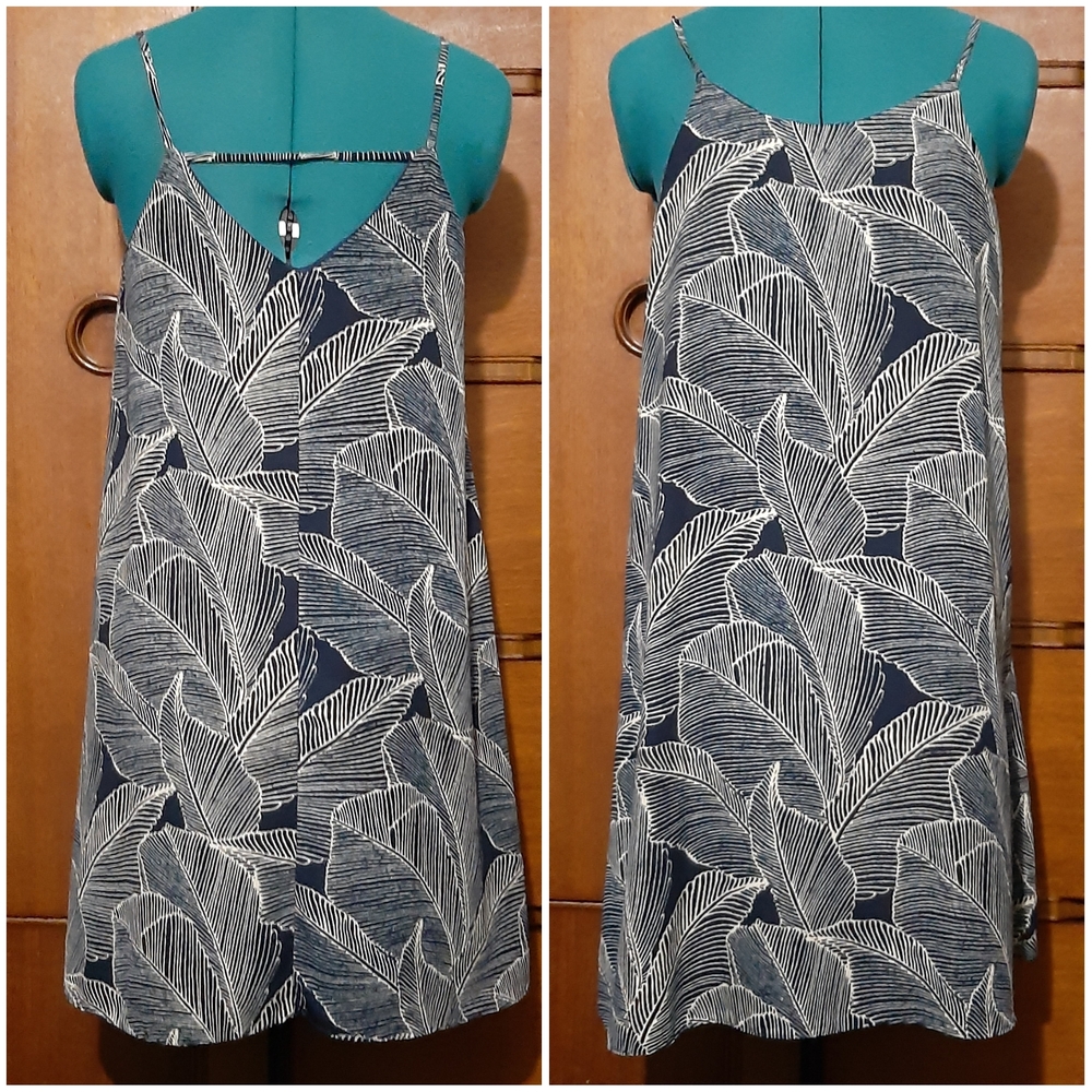 Newport Navy and White Leaf Patterned Sundress